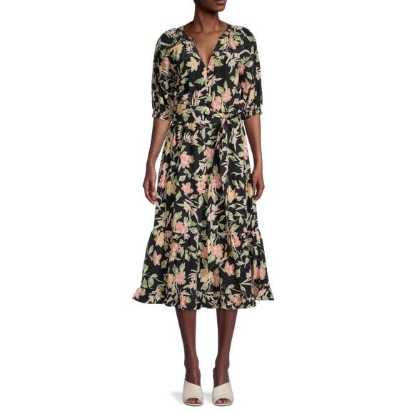 Yumi Kim Dresses & Skirts - Yumi Kim Simone Floral Tiered Short Sleeve Dress Size S Small Brown Multi
